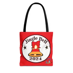 Jingle Bell Tote Bag, Christmas Market Bag, Festive Grocery Tote, Holiday Shopping Tote, Reusable Eco Bag, Seasonal Gift Tote