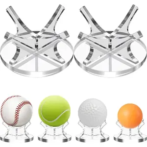 2Pcs Acrylic Baseball Holder Display Case Display for Balls Suitable for Baseball, Golf Softball, Tennis Ball Spheres, Thanksgiving Pumpkin Ball, Wooden Eggs Clear Baseball Stand
