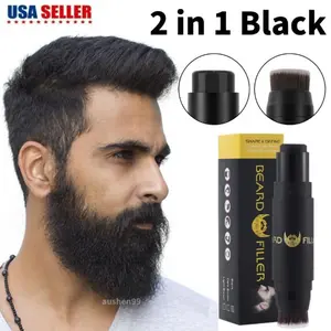 Waterproof Men Black Beard Hair Dye Color Stick Darkening Mustache Filler Brush