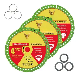 4 1/2 x 7/8 Inch Indestructible Multi-Material Diamond Cut Off Disc for Angle Grinders,Marble/Quartz/Stone/Tile/Metal/Plastic with 5/8" and 4/5" Washer - 3 Pack