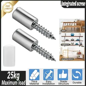 Self-Tapping Screws Cabinet Laminate Support, New Shelf Pins with Non-Slip Sleeve, Shelf Holder Steel Pin Peg Self Drilling Screws, Self-Tapping Integrated Screws Cabinet Laminate for Kitchen Cabinets, Bookcases, Wardrobes, Glass Furniture