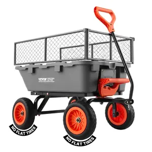 VEVOR Garden Dump Cart, 800 lbs Poly Dump Cart, Garden Carts Dumps Wagon with Storage Fence, 90 °   Quick-Dumps Mechanism, 180 °   Swivel Wheels, 90 °   Rotating Handle, Yard Wagon for Plants, Soil, Crops