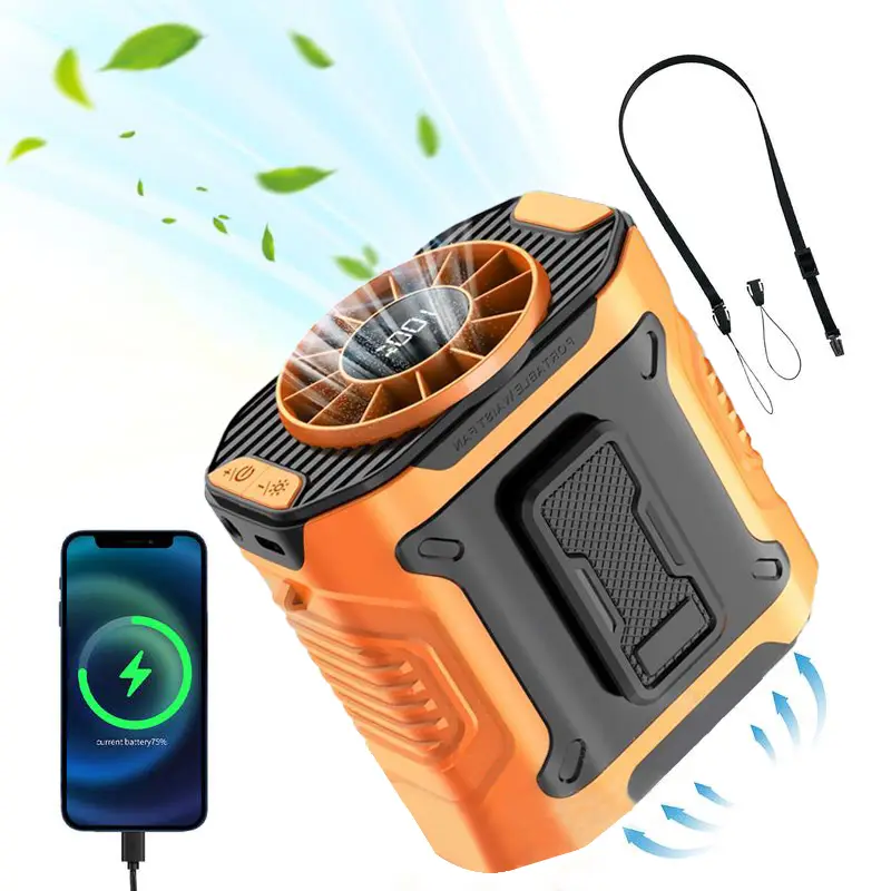TikTokShopfalldealsforyou Upgrade Personal Portable Waist Clip Fan,Rechargeable 5000mAh Battery Power bank,10 Speeds 10000RPM Strong Airflow, LED Ligh