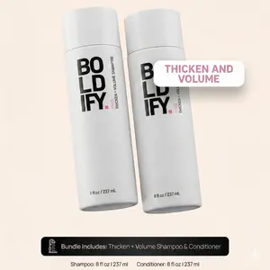 Thicken + Volume Shampoo and Conditioner Bundle: Thin Hair, Hair Loss, Biotin, Rice Protein, Amino Acids, Copper Peptides