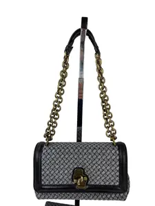 Pre-owned Bottega Veneta Metallic Wool Shoulder Bags Woven Patent Ayers Olimpia Knot Silver Crossbody Shoulder Bag