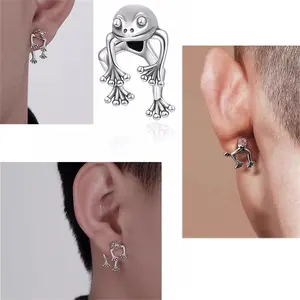 2025 New European and American Personalized Punk Frog Earnail Detachable 3D Animal Earrings