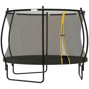 Soozier 8ft Trampoline Outdoor, Recreational Trampoline with Net Enclosure, Curved Poles and Safety Spring Cover for Kid Adults, ASTM Approved, Black