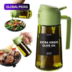 16 oz Glass Oil Spray Bottle, 2-in-1 Olive Oil Sprayer and Kitchen Cooking Oil Dispenser with 470 ml Aroma Mist Spray and Pour Design for Home Use #GLOBAL PICKS