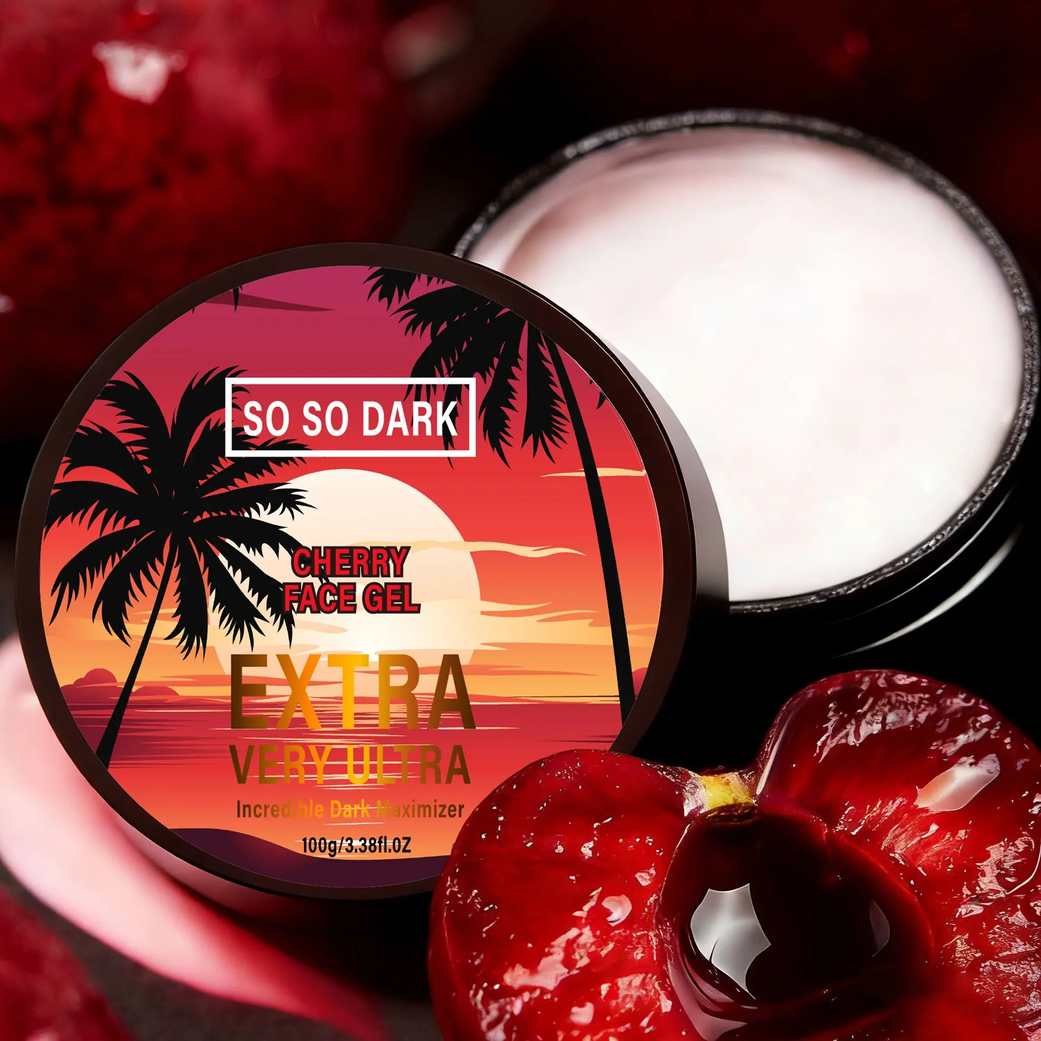 Extreme Cherry Facial Gel Cream, Gentle Blackening Accelerator, Quick-Dry Non-Sticky, Hydrating, Moisturizing, Deep Dark Blackening Effect, Suitable for All Skin Types, Hydrate, Moisturizer, Daily Use, Hydrating Formula