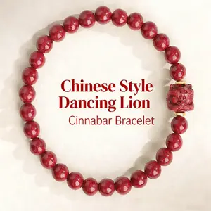 2026 New Year Cinnabar Chinese Zodiac Lion Dance Bracelet | National Trend Awaken Luck, Success Arrives Energy Beads | Unisex Gift, Perfect Family Gift | Good Luck Bracelet | Trendy Jewelry