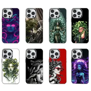 M-Medusa G-Greek Mythology Phone Cases For iPhone 17 Promax Pro Air 16 Plus 15 14 13 12 11 Black Mattle Shockproof Protective Cover Perfect Christmas Halloween Birthday Gift