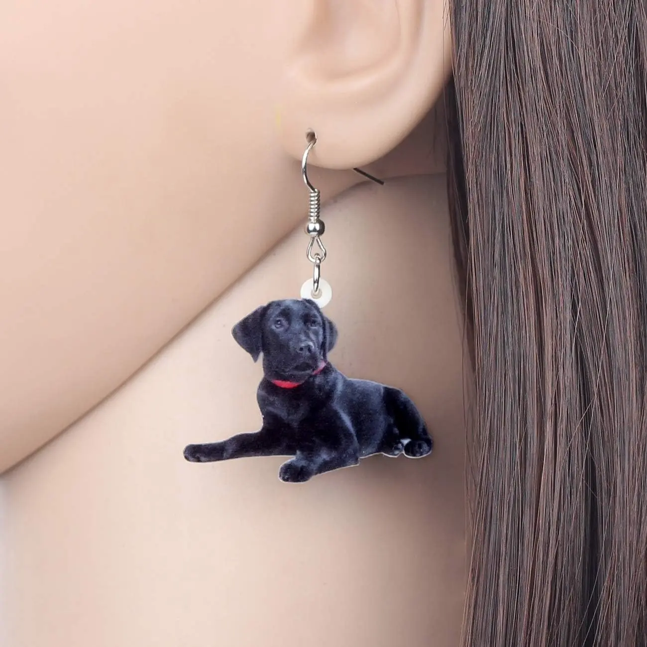 Women's Acrylic Material Sweet Labrador Retriever Dangle Drop Earrings - 1.10"(2.8cm)*1.42"(3.6cm), 3.4g, Animal Charm Jewelry, Gift Accessories with Storage Option, Female, Labrador Lovers, Stainless, Gifts, Lightweight