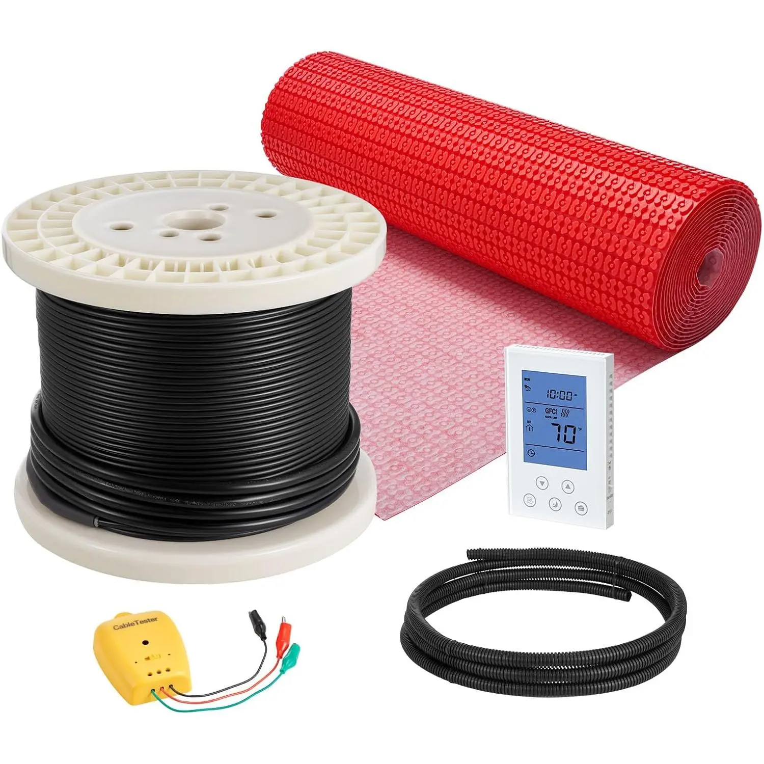 VEVOR 100 sqft Floor Heating Mat System, 120V Electric Radiant Heated Floor System, with Decoupling Membrane & Smart Control Thermostat & Alarm, Easy Installation for Tile, Stone, Vinyl, Fast-Heat Technology