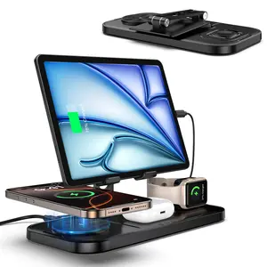 5-in-1 Apple Wireless Charging Station — Portable, Foldable Fast Charging with USB-A and USB-C Ports. Ideal for Desktops, Bedside Tables, Kitchens, Bedrooms, and Travel. ELECDOV C12 #Summervibes fathersdaygift ，High Efficiency Charger High Speed Charger