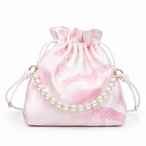 Pearl Drawstring Bag |  Handmade One-of-a-kind Marbled Texture Pouch | Perfect Luxury Gift Packaging