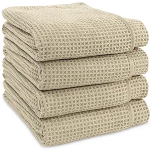 Waffle, 4 Pack, Bath Towels, 30 Inches x 60 Inches, Tan