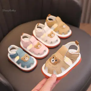 Little Girl Boy Summer Sandals Anti-slip Soft Cute Bear  Sole Bear Embroidery Shoes for Outdoor, School, Party Lightweight Breathable Toddler Sneakers