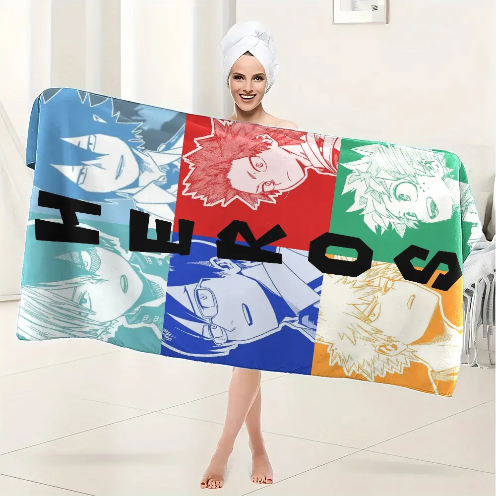 My Hero Academia Microfiber Bath Towel, Quick-Dry Lightweight Soft, Ideal for Bathroom, Swimming, Camping, Fitness, Travel, Yoga