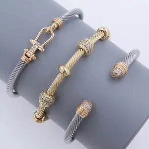 Bracelet Stack |   3-Piece Mixed Texture Cuff Set |   Gold & Silver Tones |   Lightweight & Hypoallergenic