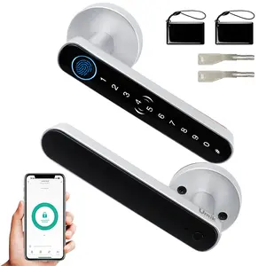 Umik Fingerprint Door Lock,Smart lock ,Keyless Entry Handle with Auto-Lock, Passcode Entry, Physical Key Backup & App Control for Front Door, Room, Garage, Office, Apartment, Secure Biometric Storage