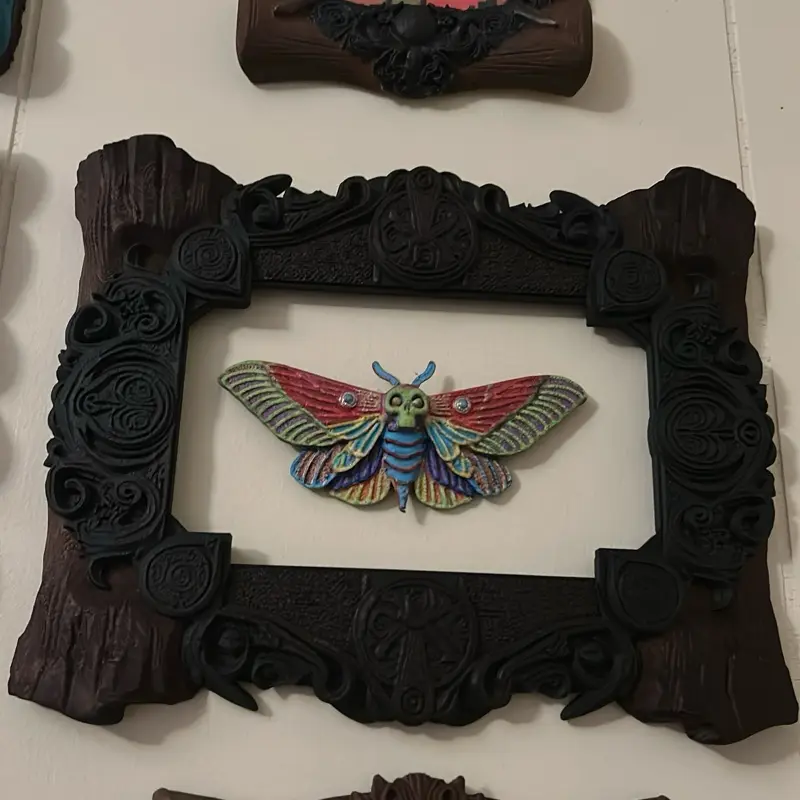 Black Accent with Multicolored Moth