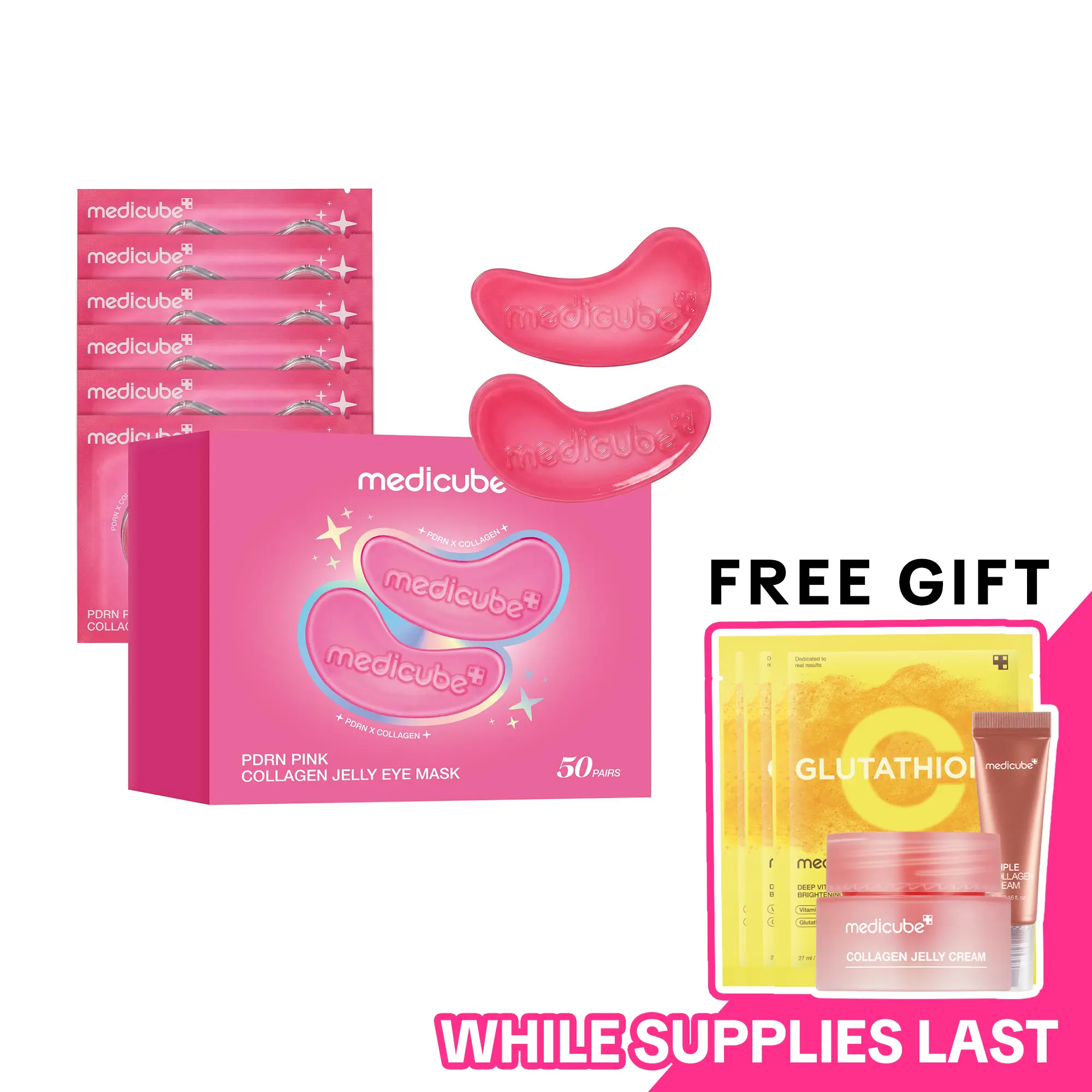 [medicube] PDRN Pink Collagen Jelly Eye Mask | Hydrogel Eye Patches with PDRN, Collagen, NAD | Refreshing for Puffy, Tired Eyes | Firming for Look of Wrinkles, Fine Lines | Korean Skincare (6/28/50 Pairs)