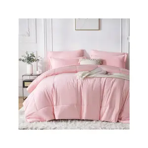 5/7-Piece Solid Colour Checkered Bed Comforter Set Queen - Soft Microfiber, Lightweight, All-Season, Twin/Full/Queen/King Size Bed In A Bag, Quilt Set With Breathable Fabric And Easy Care, Bedding Set ,Ideal Gift.