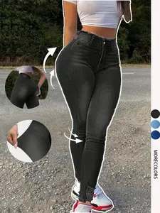 Women's High Waisted Stretchy Skinny Jeans, Slim Fit Ruched Butt Lifting, Casual Daily Wear, Party Commute, All Seasons