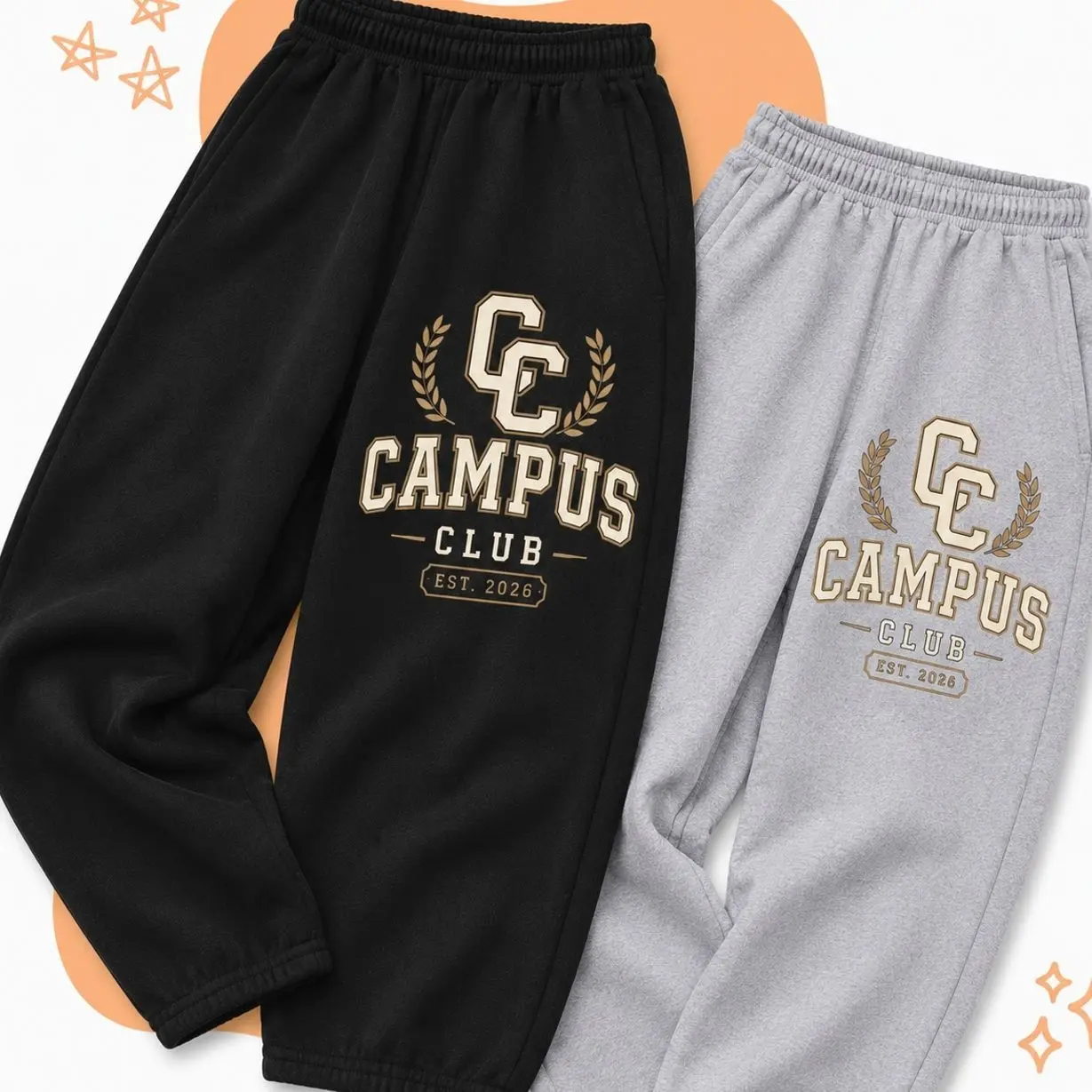 Campus Club Sweatpants for Men and Women, Oversized Fleece Joggers, Soft Cotton Blend, Elastic Waist, Streetwear Y2K Style, Cozy Athletic Lounge Pants, Perfect for School, Gym, Travel, Everyday Casual Wear J