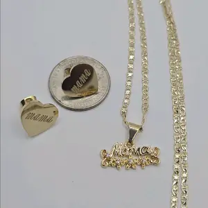 MOTHER'S DAY beautiful set necklace clear stonea earrings mama gold-plated 18"inches 24"inches available