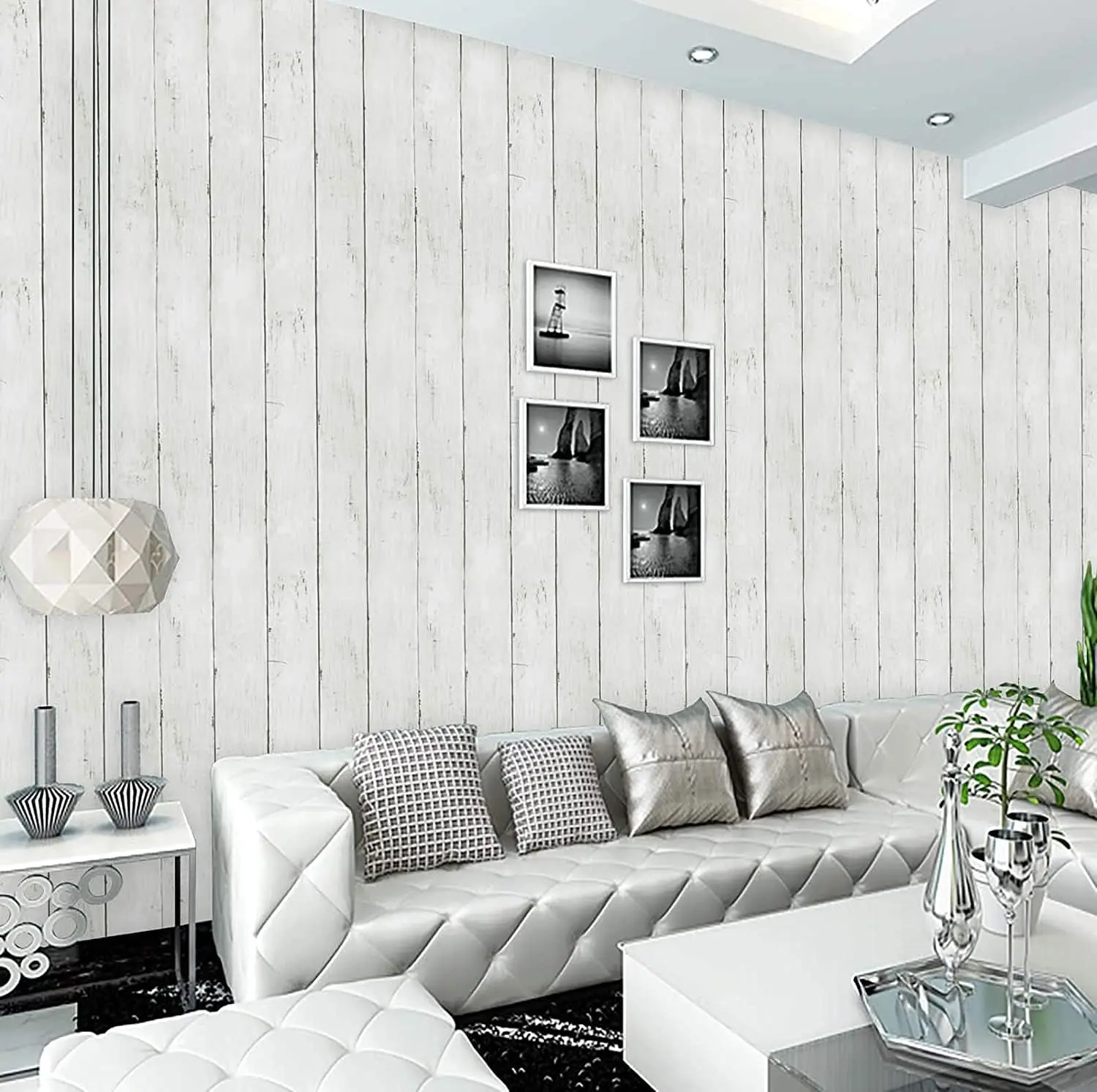 Peel and Stick Wood Shiplap Wallpaper, Modern Rustic Removable Self-Adhesive Waterproof Contact Paper for Cabinets, Bedroom (78.7"x17.7")