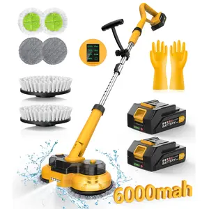 qimedo 6000mAh Battery Electric Mop M1, 800RPM Cordless Electric Power Scrubber & Mops for Floor Cleaning, Best Automatic Spin Mops with Smart Display,Rotating Mop with LED Light & Water Spray