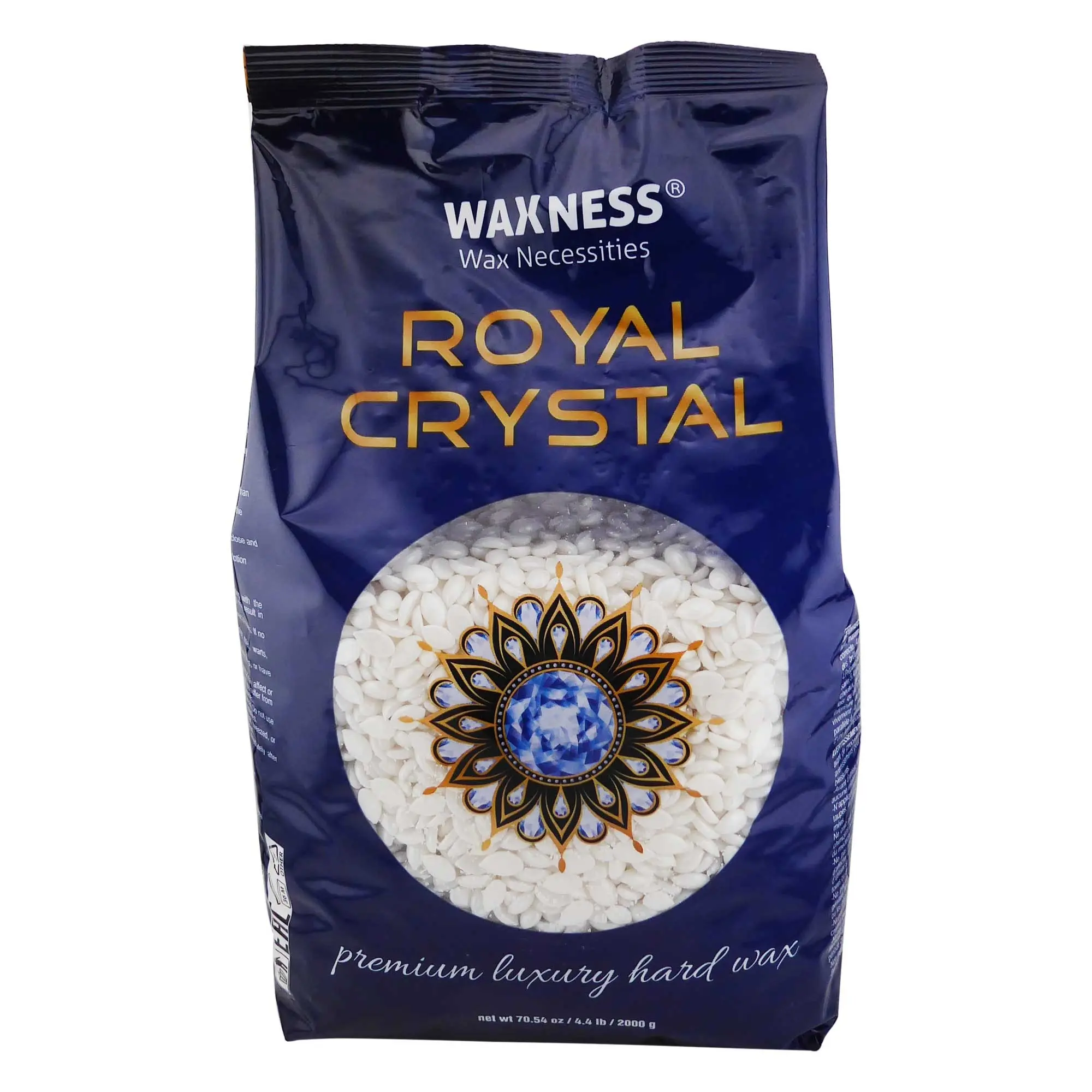 Waxness Royal Crystal Premium Luxury Hard Wax 4.4 lb / 2 kg - For Hair Removal, Hypoallergenic, Suitable for sensitive areas, No strips needed Soothing Synthetic
