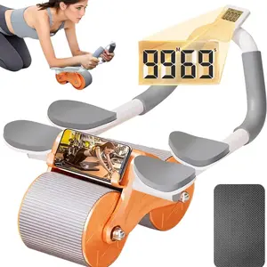2025 New Ab Roller Wheel with Timer & Knee Mat, Abdominal Wheel Roller, Automatic Rebound Abdomina Wheel with 4 Elbow Support, Ab Gymworkout Equipment for Strengthening Core Muscles, Abs Exercise Roller for Women Men, Ab Machine