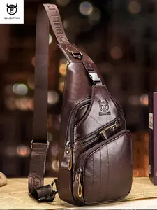 Men's Business Solid Color Zipper Waist Belt Bag, Fashion Casual Pu Leather Belt Bag for Daily Used, Casual Trendy Versatile High-quality Daily Commuting Bag,  Sling Bag, Waist Packs, Bum Bag