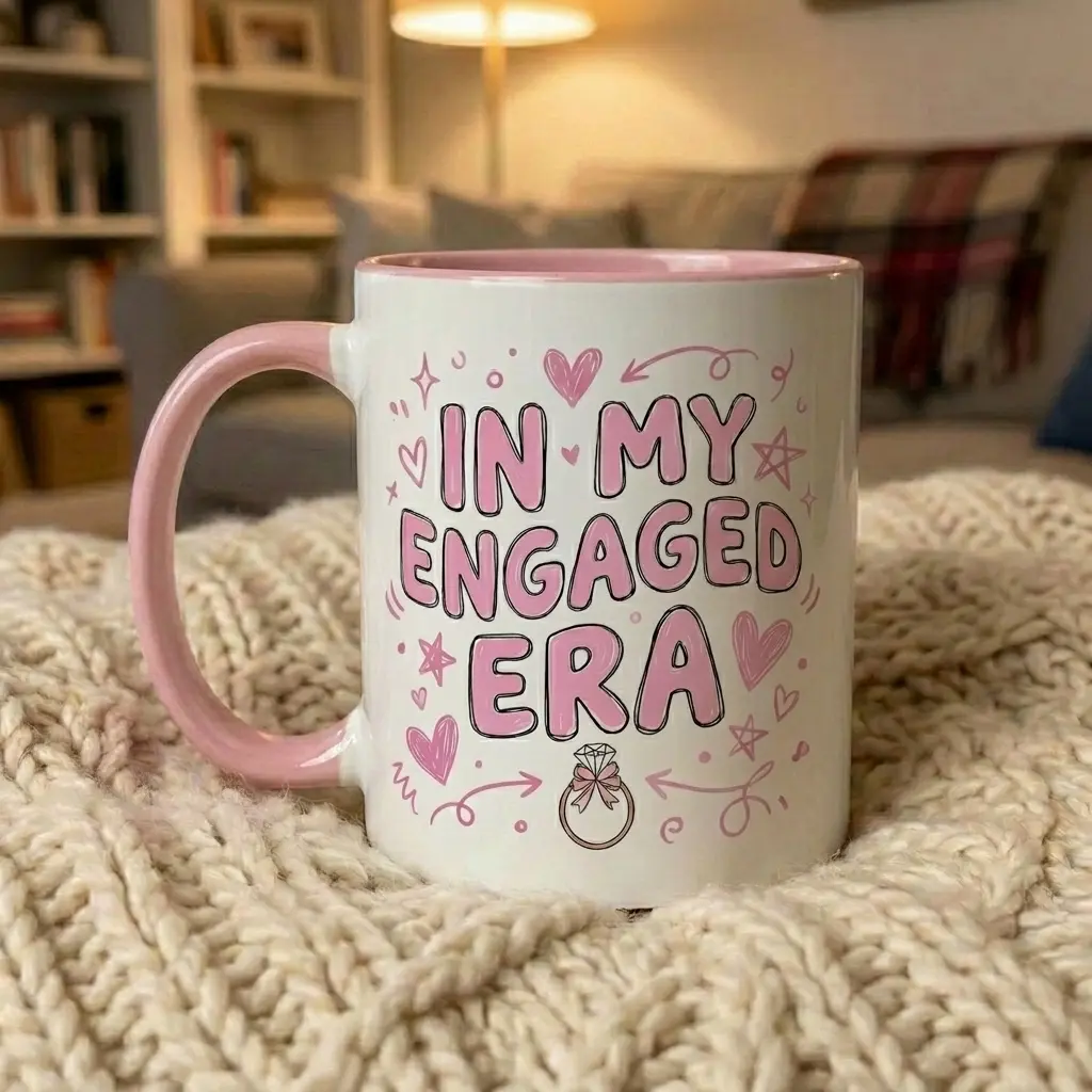 In My Engaged Era Mug Pink Two Tone Coffee Cup Bride To Be Gift For Her