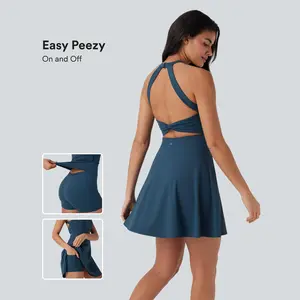 Halara Softlyzero Airy Backless Twisted Cool Touch Dance Active Dress-Easy Peezy