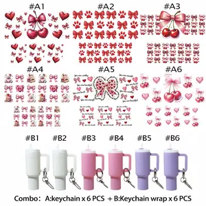 6 Piece DIY Mini Insulated Cup Keychain Set, Bow Stickers, Transfer Sticker Accessories, Handbag Decor, Creative Decorations, Gift Making Kit