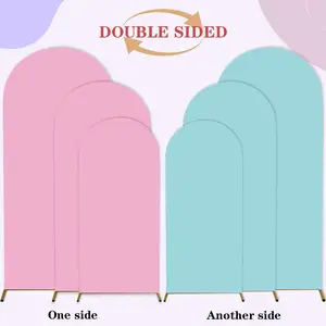 Arch Backdrop Set Cover, 3-Piece Bundle Wedding Arched Backdrop Pink & Blue Dual-Color 4ft/5ft/6ft Wedding Arch Set Baby Shower & Birthday Party Arch Set (without arch)
