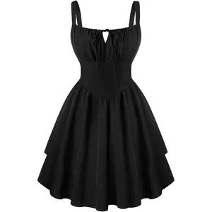 Scarlet Darkness Corset Mini Dress for Women Teens 2026 Summer Ruffle Sundress Graduation Homecoming Dresses
