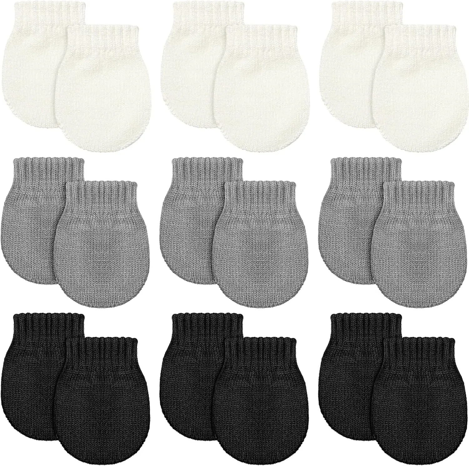 Halloween Fall Gift 9 Pairs Baby Winter Mittens for 0-6 Months Baby No Scratch Newborn Mittens Glove Infant Warm Glove (Black, Gray, White)