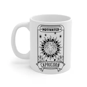 Capricorn Zodiac Sign, Tarot Card Graphic Ceramic Mug 11oz Perfect For Coffee, Tea and Hot Chocolate-97568803