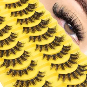 10 Pairs Manga Spiky Lashes Natural Soft Clear Band Comic Styles Eyelashes Anime Look Eyelash Wispy Strip Manga Look False Eyelashes Makeup Cosmetic Perfect For Daily Use Reusable