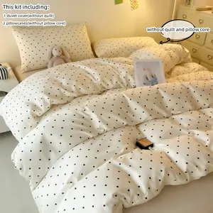 Polka Dot Pattern Bedding Set, 3-Count Set Including Duvet Cover and Pillowcase without Filler, Soft Comfortable Decorative Bedding Set for Home Bedroom