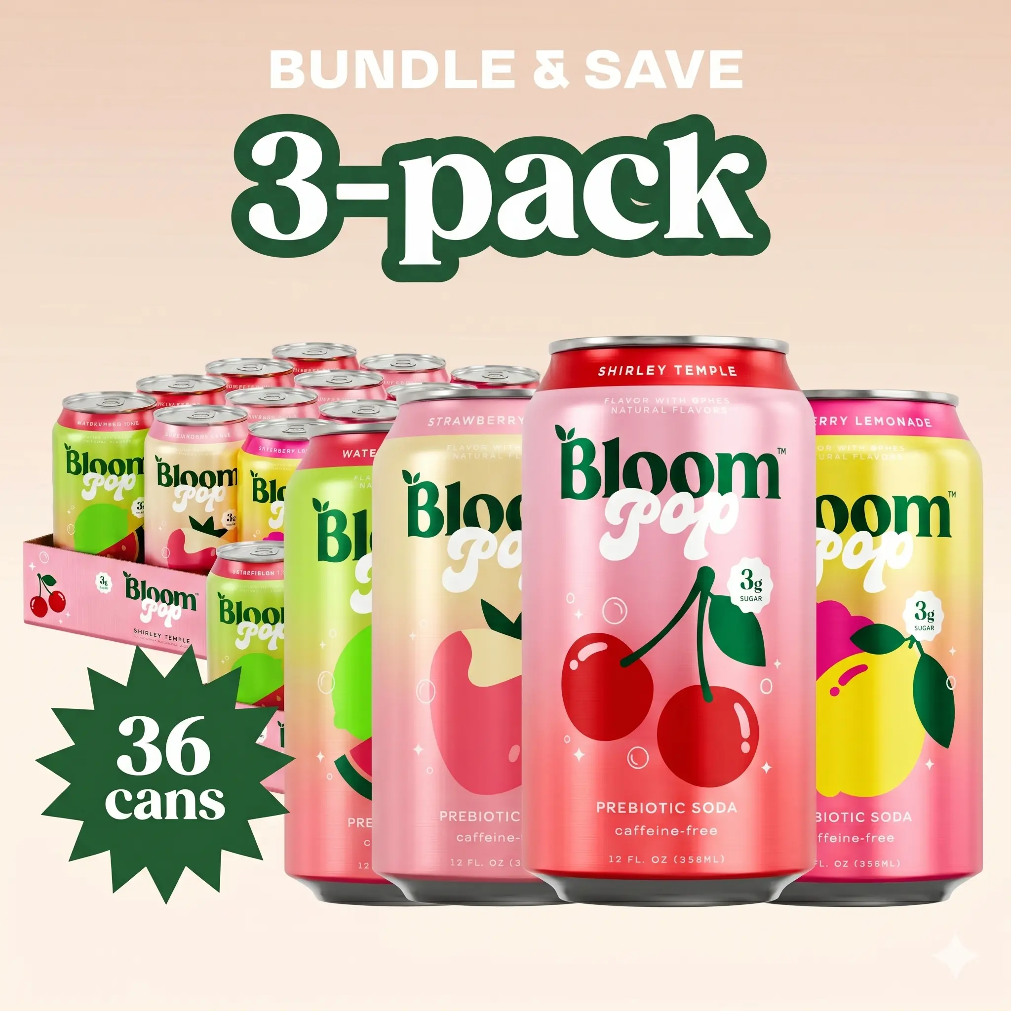 3 Packs Bloom Pop Prebiotic Soda 3 Packs Bloom Pop Prebiotic Soda