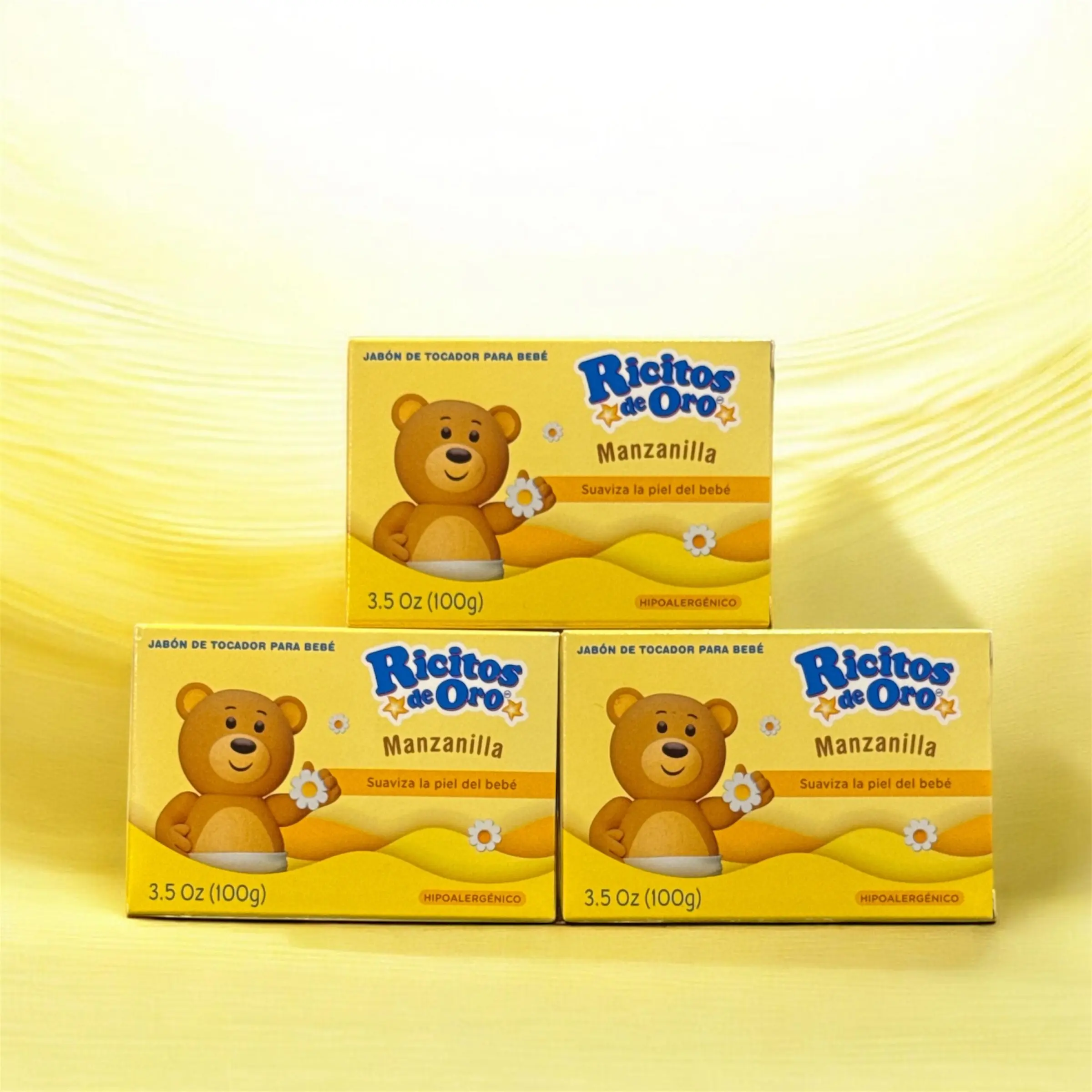 Ricitos de Oro Baby Cleansing Bar Soap with Extract Calming Effect, Chamomile, 3-Pack of 3.5 Oz Each Soap, 3 Soaps