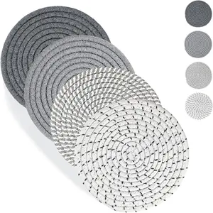 7 Inches Trivets for Hot Dishes, Hot Pots and Pans, 4 count Thick Heat Resistant Trivet Mats for Kitchen,Pot Holders for Kitchen Counter, Table,  Essentials, Kitchen Decor for Table Countertops