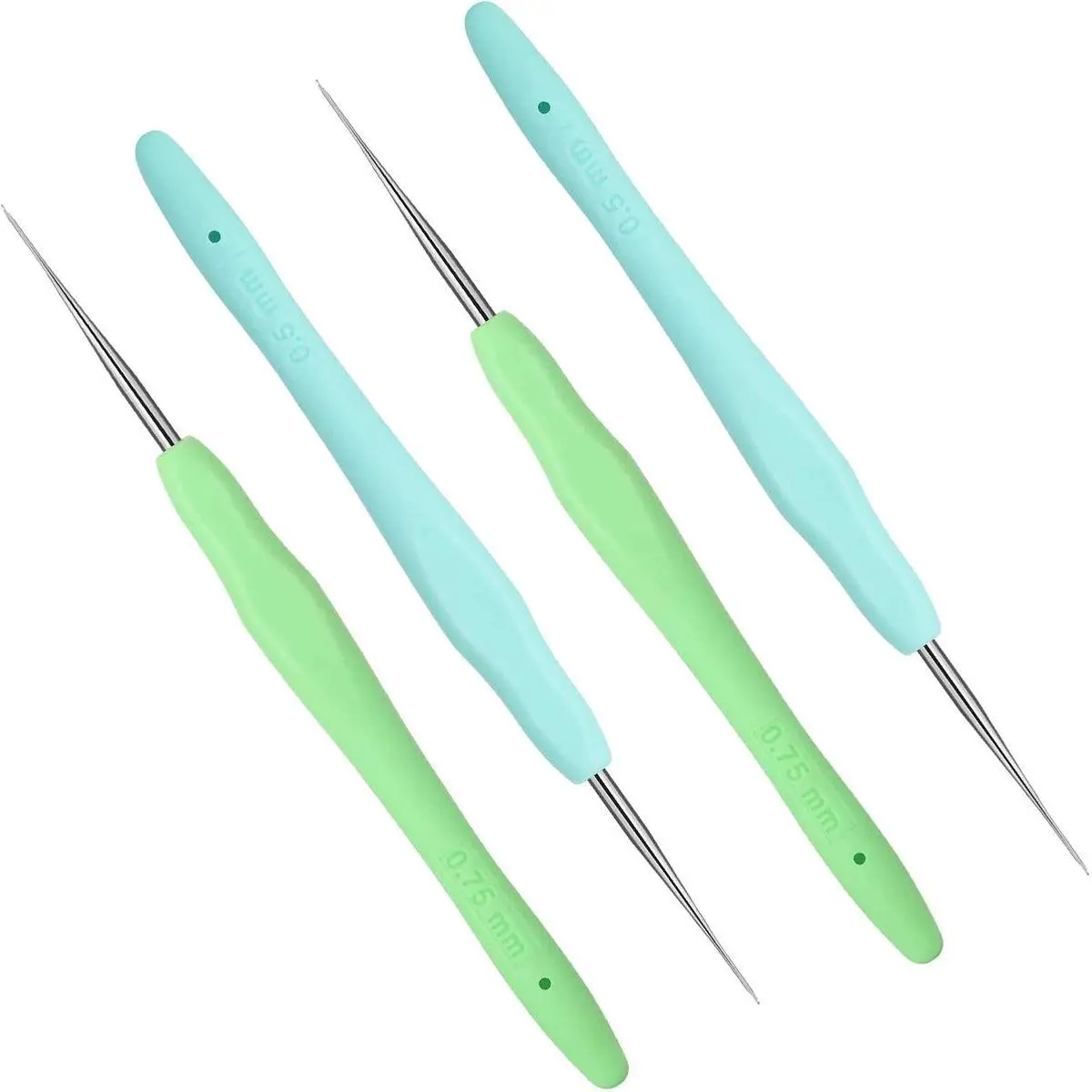 4 Pcs Dreadlock Crochet Hooks for Hair 0.5 mm 0.75 mm Dreadlock Crochet Needle Tools for Locs Braid Hair Weaving Craft Accessories