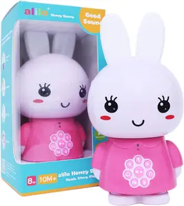 Alilo Honey Bunny Kids Music Story Audio Player for Toddlers 1-5, Baby Boy Girl Easter Gifts, Pre-Loaded 16 Stories/48 Nursery Rhymes/12 Soothing Music, with Nightlight, Voice Recording