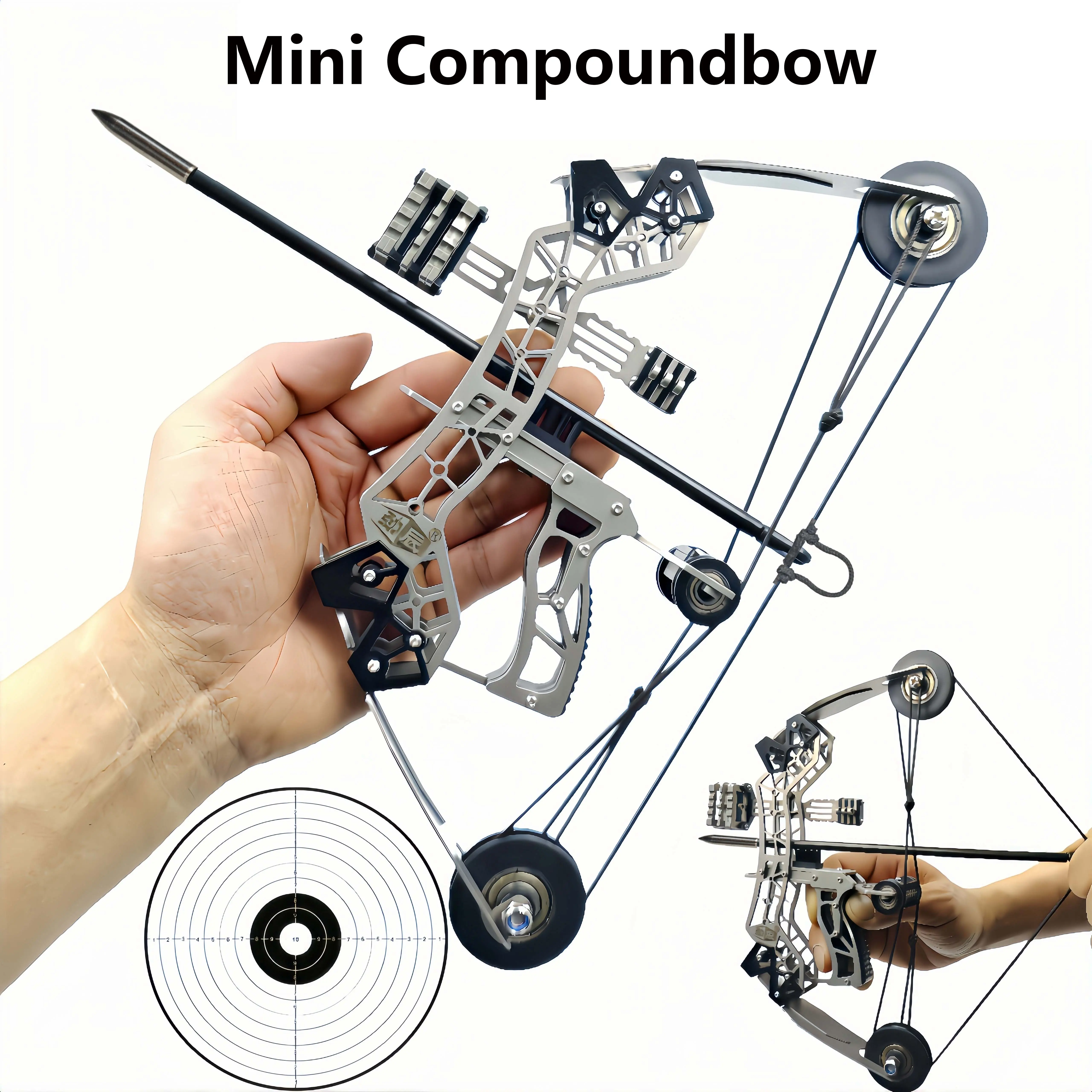 10.2in Compact Design Stainless Steel Mini Bow and Arrow Set - Indoor Toy for Grown Ups, Decompression Activity, Holiday Gift for Archery Enthusiasts, Ideal for Friends & Family